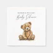 Serviette En Papier Aquarelle simple Petit Baby shower d'ours (Devant)