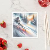 Serviette En Papier Aquarelle Ski Abstrait de descente (En situation)