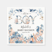 Serviette En Papier Aquarelle sous la mer "C'est un garçon" Baby showe (Devant)