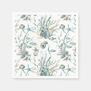 Serviette En Papier Aquarelle sous la mer Coral Reef méduse