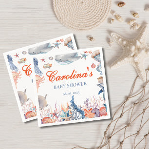 Serviette En Papier Aquarelle sous le baby shower marin