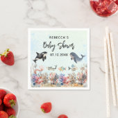 Serviette En Papier Aquarelle sous le Baby shower neutre (En situation)