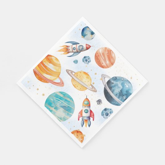 Serviette En Papier Aquarelle Space Party (Coin)