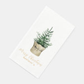 Serviette En Papier Aquarelle style boho sapin de Noël (Coin)