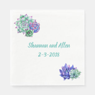 Serviette En Papier Aquarelle Succulent déjeuner Napkin