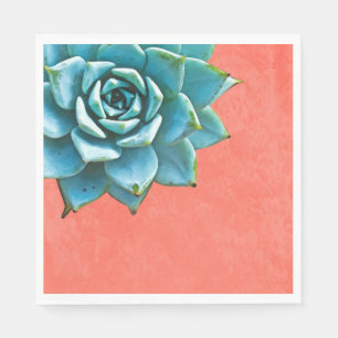 Serviette En Papier Aquarelle Succulente Dentelle orange
