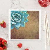 Serviette En Papier Aquarelle Succulente Rustique Brown (En situation)