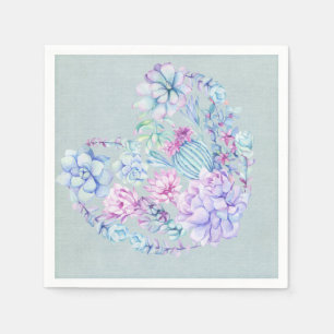 Serviette En Papier Aquarelle Succulents Cœur