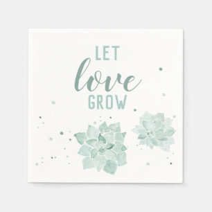 Serviette En Papier Aquarelle Succulents laisser l'amour grandir