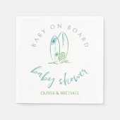 Serviette En Papier Aquarelle Surfboard Baby on Board Bébé Garçon Douc (Devant)