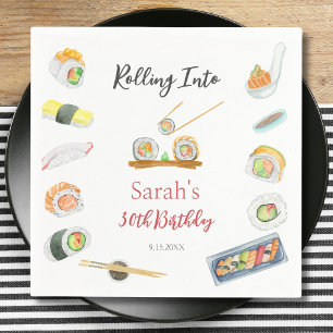 Serviette En Papier Aquarelle Sushi et Sashimi Tout âge Anniversaire