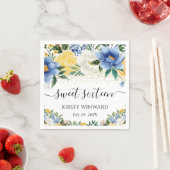 Serviette En Papier Aquarelle Sweet sixteen bleu et jaune (En situation)