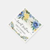 Serviette En Papier Aquarelle Sweet sixteen bleu et jaune (Coin)