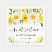 Serviette En Papier Aquarelle Sweet sixteen & Fleurs Jaunes (Devant)