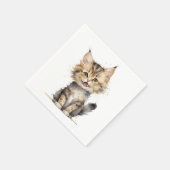 Serviette En Papier Aquarelle Tabby Kitten (Coin)