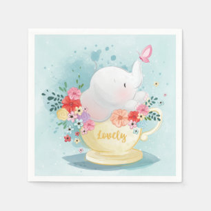 Serviette En Papier Aquarelle Teacup Elephant