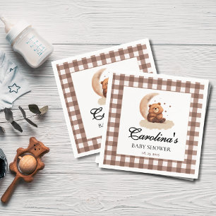 Serviette En Papier Aquarelle Teddy ours baby shower neutre