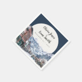 Serviette En Papier Aquarelle Telluride Colorado Ski Mountain (Coin)