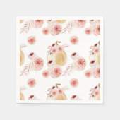 Serviette En Papier Aquarelle tendance Citrouille et fleurs | Automne (Devant)