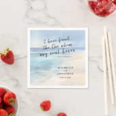 Serviette En Papier Aquarelle tendance plage Ocean Christian Mariage (En situation)