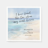 Serviette En Papier Aquarelle tendance plage Ocean Christian Mariage (Devant)