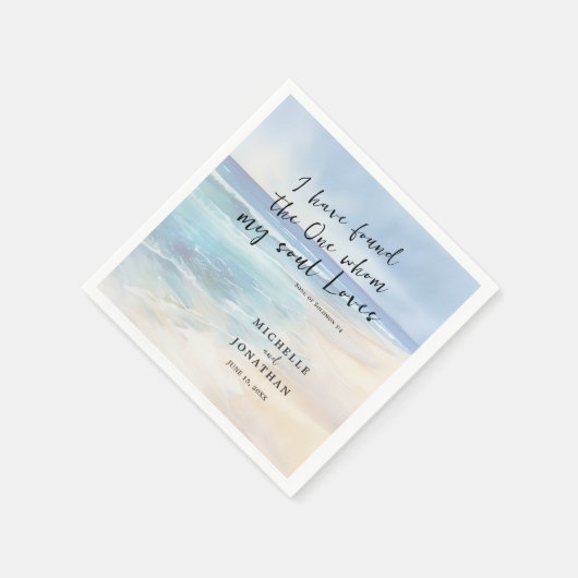 Serviette En Papier Aquarelle tendance plage Ocean Christian Mariage (Coin)