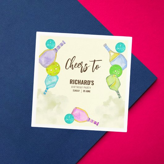 Serviette En Papier Aquarelle Thème Pickleball Fête d'anniversaire