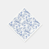 Serviette En Papier Aquarelle Toile De Jouy Bleu Bunny Pâques (Coin)