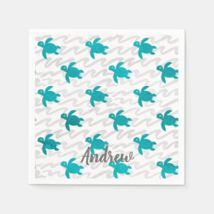 Serviette En Papier Aquarelle Tortue marine Shibori Wave