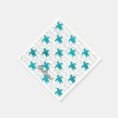 Serviette En Papier Aquarelle Tortue marine Shibori Wave (Coin)