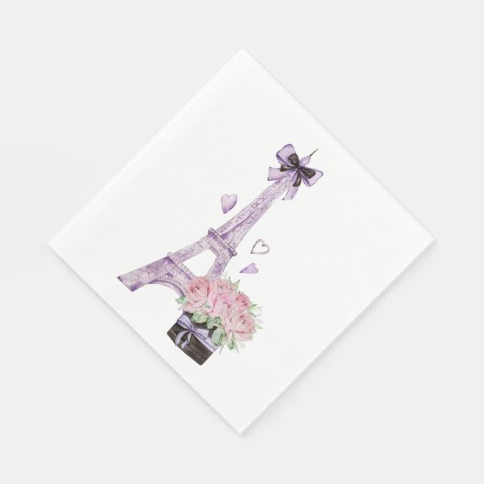 Serviette En Papier Aquarelle Tour Eiffel (Coin)