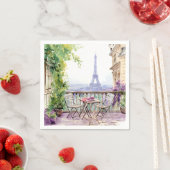 Serviette En Papier Aquarelle Tour Eiffel Paris Café français (En situation)