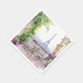 Serviette En Papier Aquarelle Tour Eiffel Paris Café français (Coin)