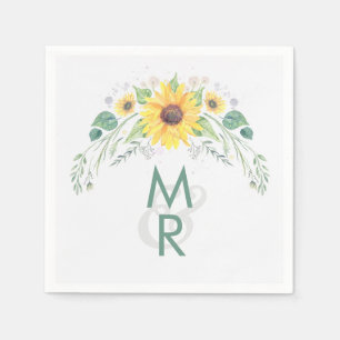 Serviette En Papier Aquarelle tournesol Mariage campagnard rustique