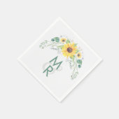 Serviette En Papier Aquarelle tournesol Mariage campagnard rustique (Coin)