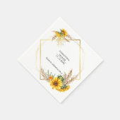 Serviette En Papier Aquarelle tournesol Mariage rustique (Coin)