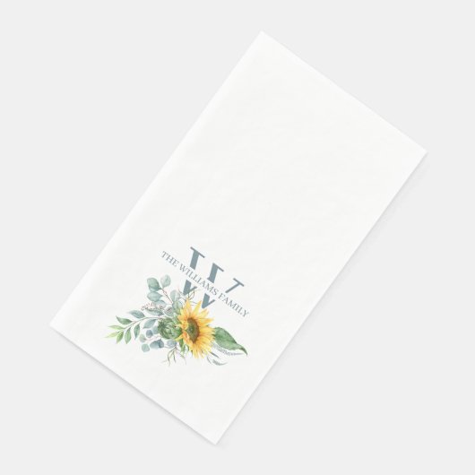 Serviette En Papier Aquarelle Tournesol Monogramme Papier Serviettes c (Coin)