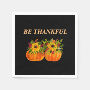 Serviette En Papier Aquarelle Tournesol Thanksgiving Citrouilles Autom