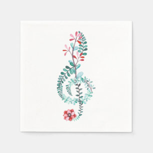 Serviette En Papier Aquarelle Treble Clef Party Napkins  Thème musica