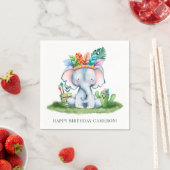 Serviette En Papier Aquarelle Tribal Elephant Safari Joyeux anniversai (En situation)