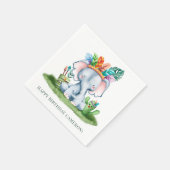 Serviette En Papier Aquarelle Tribal Elephant Safari Joyeux anniversai (Coin)