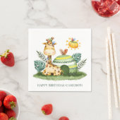 Serviette En Papier Aquarelle Tribal Giraffe Safari Joyeux anniversair (En situation)