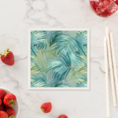 Serviette En Papier Aquarelle Tropical Blue Palm Leaf (En situation)