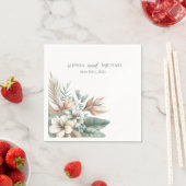 Serviette En Papier Aquarelle Tropical Elégance Mariage - Napkins (En situation)