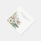 Serviette En Papier Aquarelle Tropical Elégance Mariage - Napkins (Coin)
