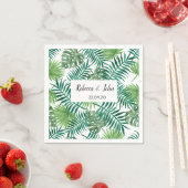 Serviette En Papier Aquarelle Tropical Feuille Mariage papier Napkin (En situation)