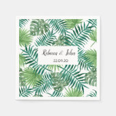 Serviette En Papier Aquarelle Tropical Feuille Mariage papier Napkin (Devant)
