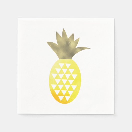 Serviette En Papier Aquarelle Tropical Feuille Or Ananas (Devant)