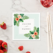 Serviette En Papier Aquarelle Tropical Floral Mint Vert Mariage (En situation)