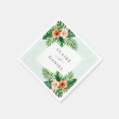 Serviette En Papier Aquarelle Tropical Floral Mint Vert Mariage (Coin)